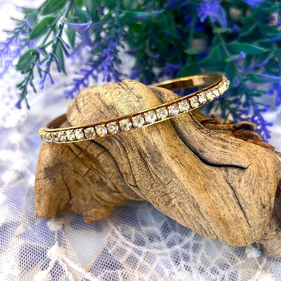 Cute Gold Rhinestone Bangle  - Picture 1 of 7